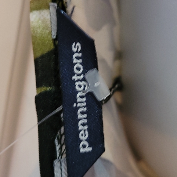 Pennington's Print Dress 1X Abstract Yellow Green Black Belt Sleeveless - Picture 5 of 6